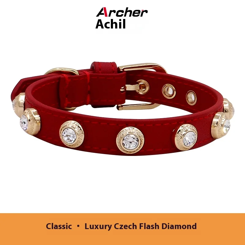 Archier Diamond Studded Rivet Leather Pet Collar High Quality Cowhide Czech Diamond Collar Chai Dog Corgi Collar Pet Universal
Archier Diamond Studded Rivet Leather Pet Collar High Quality Cowhide Czech Diamond Collar Chai Dog Corgi Collar Pet Universal