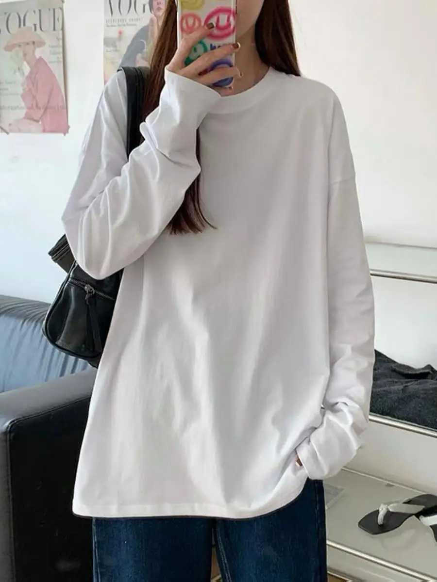 Белая свободная длинная футболка Sve, женская нижняя часть слоя, внутренняя одежда, студенческий топ, модный осенний топ 2023, новинка Sle для поездок на работу
Белая свободная длинная футболка Sve, женская нижняя часть слоя, внутренняя одежда, студенческий топ, модный осенний топ 2023, новинка Sle для поездок на работу