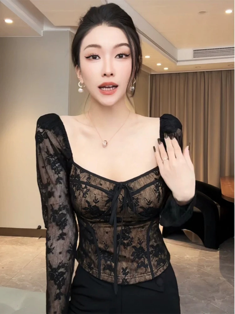 Pure Desire Lace irt Long Sve Me Embroidery Square Collar Women's Early Autumn Slimming Sexy Vintage Small Top
Pure Desire Lace irt Long Sve Me Embroidery Square Collar Women's Early Autumn Slimming Sexy Vintage Small Top