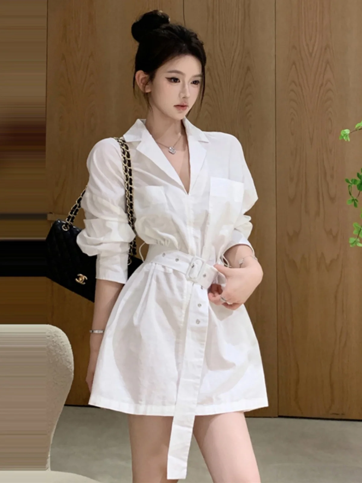 Chic Korean Style White Shirt Dress Women's A-Line Skirt Slimming Spring Waist Cinch Neutral Tone Dress City Commute Casual
Chic Korean Style White Shirt Dress Women's A-Line Skirt Slimming Spring Waist Cinch Neutral Tone Dress City Commute Casual