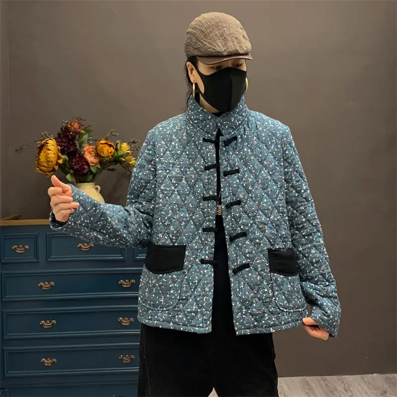 Winter National Style Cotton Linen Printing Jacket Stand Collar Padded Shirt Women's Loose Color Contrast Pocket Warm Coat T1920
Winter National Style Cotton Linen Printing Jacket Stand Collar Padded Shirt Women's Loose Color Contrast Pocket Warm Coat T1920