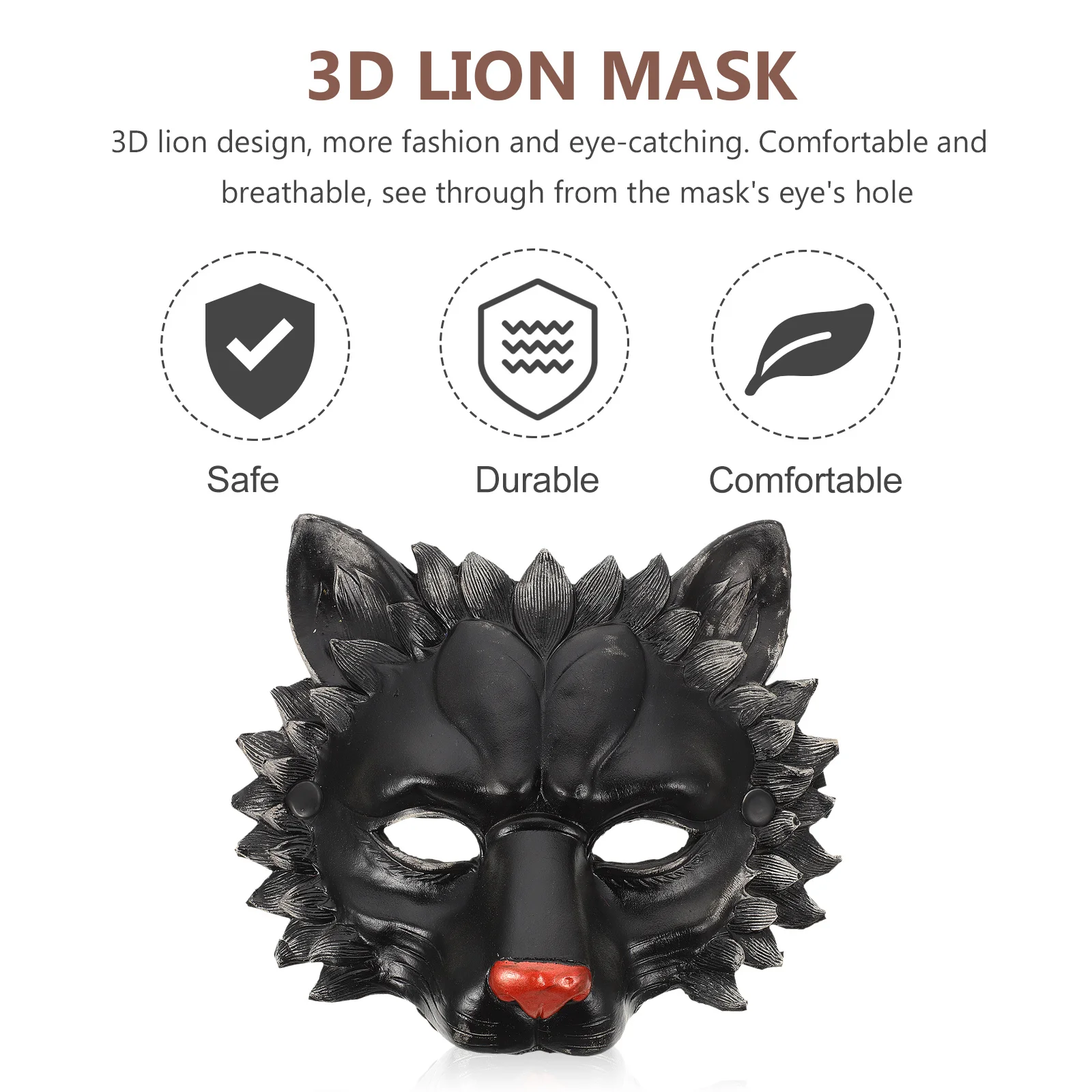 1pc 3D Lion Black Halloween Masque Decoration Cosplay Party Dance Masquerade Festival Animal Face Decoration Breathable Design
1pc 3D Lion Black Halloween Masque Decoration Cosplay Party Dance Masquerade Festival Animal Face Decoration Breathable Design