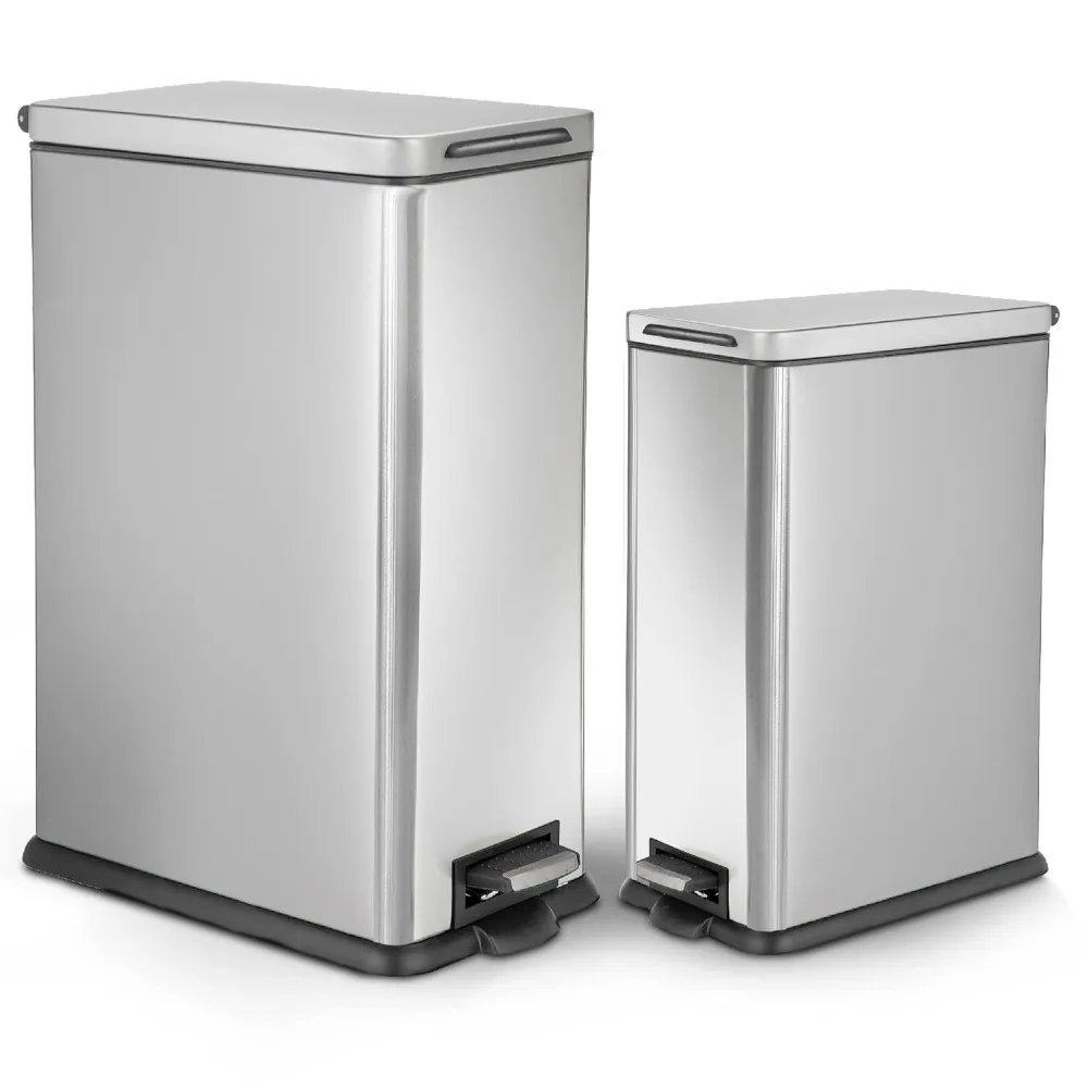 8 Gallon and 2.5 Gallon Kitchen Trash Can Combo Value Set, Slim Body Stainless Steel Design, 30 Liter and 9.7 Liter Capacity, S
8 Gallon and 2.5 Gallon Kitchen Trash Can Combo Value Set, Slim Body Stainless Steel Design, 30 Liter and 9.7 Liter Capacity, S