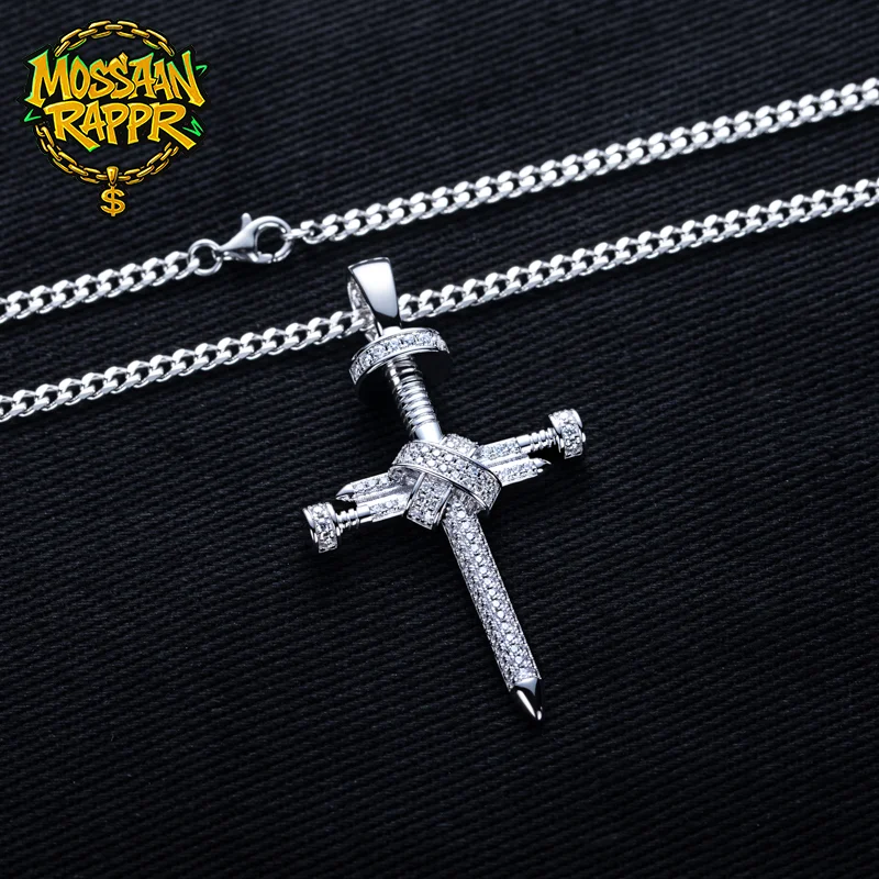 MossanRappr Moissanite Iced out Screw Cross Pendant 925 Sterling Silver Hip Hop Necklace Rock Punk Jewelry for Men Women
MossanRappr Moissanite Iced out Screw Cross Pendant 925 Sterling Silver Hip Hop Necklace Rock Punk Jewelry for Men Women