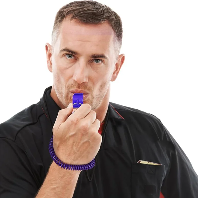 B72A Pack Of 30 Plastic Sport Whistles With Coil Wrist Bracelet Attachments, Keychain Rings For Coaching And Officiating Duties.
B72A Pack Of 30 Plastic Sport Whistles With Coil Wrist Bracelet Attachments, Keychain Rings For Coaching And Officiating Duties.