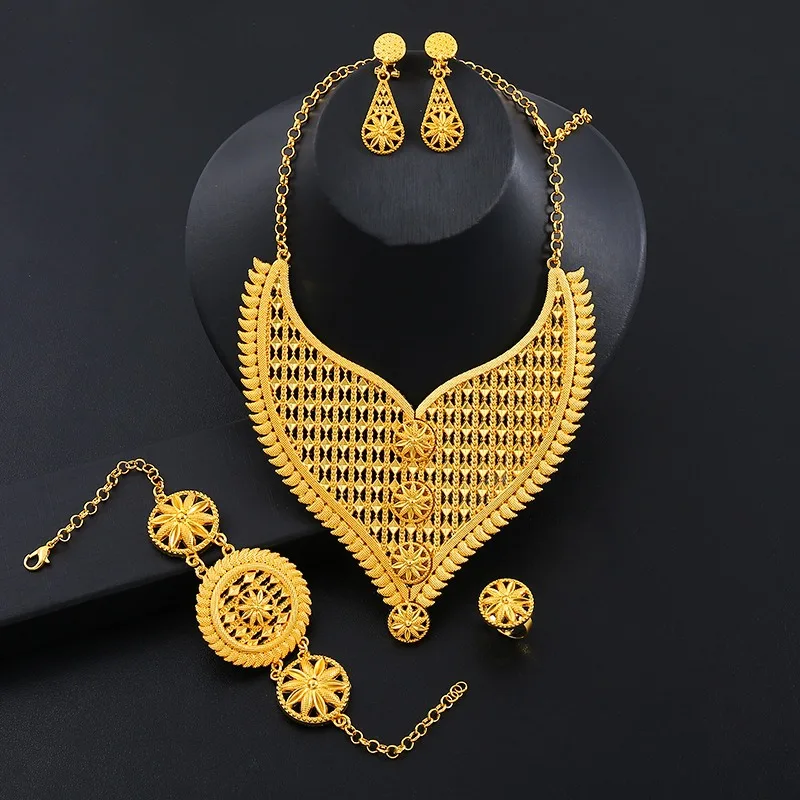 Geometric Hollow Bracelet Ring Necklace Earrings Multi-layer Bracelet Set Women's Wedding Jewelry Bridal Accessories
Geometric Hollow Bracelet Ring Necklace Earrings Multi-layer Bracelet Set Women's Wedding Jewelry Bridal Accessories