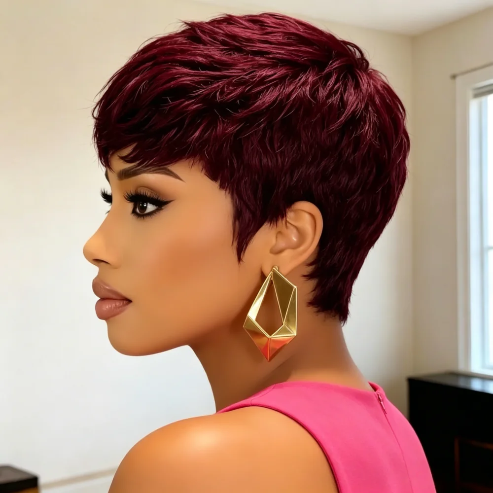 Human Hair Short Pixie Cut Wig for Women -Burgundy 99J Short Straight Human Hair Wig with Bangs,full machine made Natural Lookin
Human Hair Short Pixie Cut Wig for Women -Burgundy 99J Short Straight Human Hair Wig with Bangs,full machine made Natural Lookin
