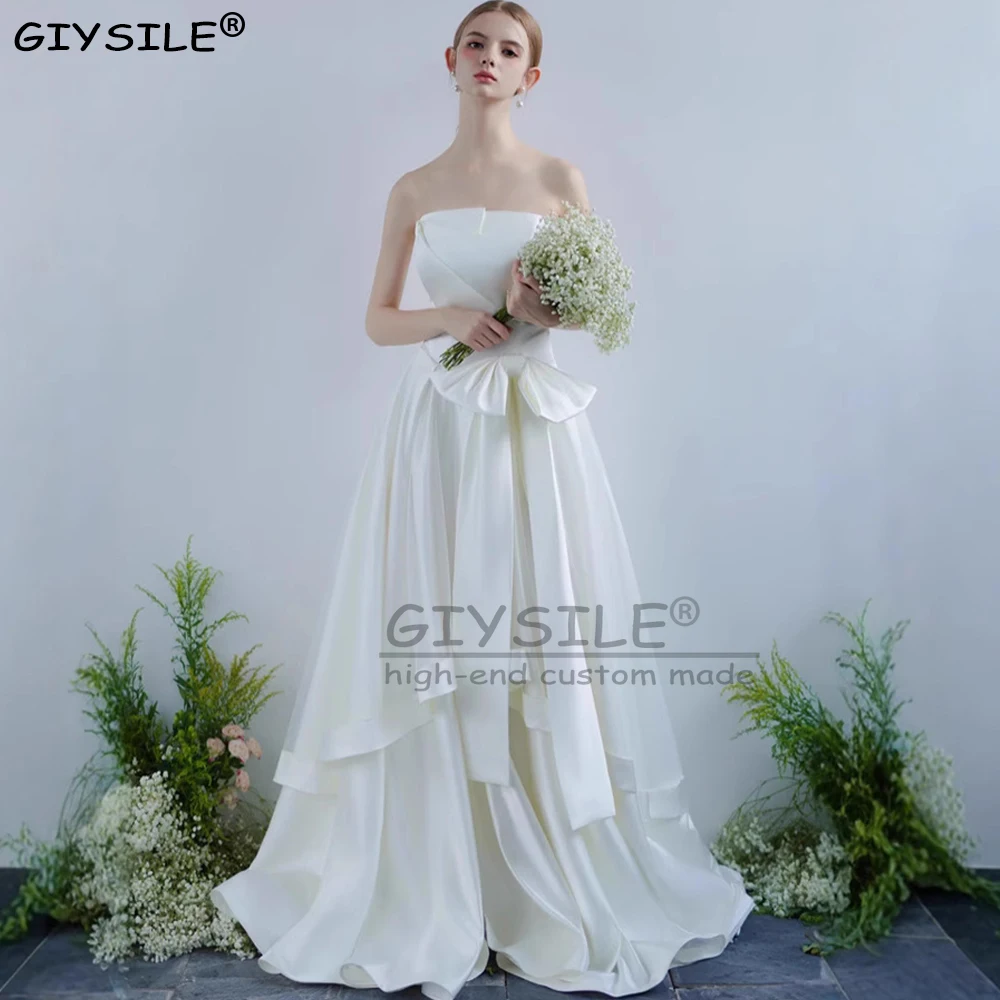 GIYSILE Customized New French Strapless Satin Wedding Dresses Luxury 2025 Elegant Sweety Princess Tiered Ball Gown with Bow Belt
GIYSILE Customized New French Strapless Satin Wedding Dresses Luxury 2025 Elegant Sweety Princess Tiered Ball Gown with Bow Belt