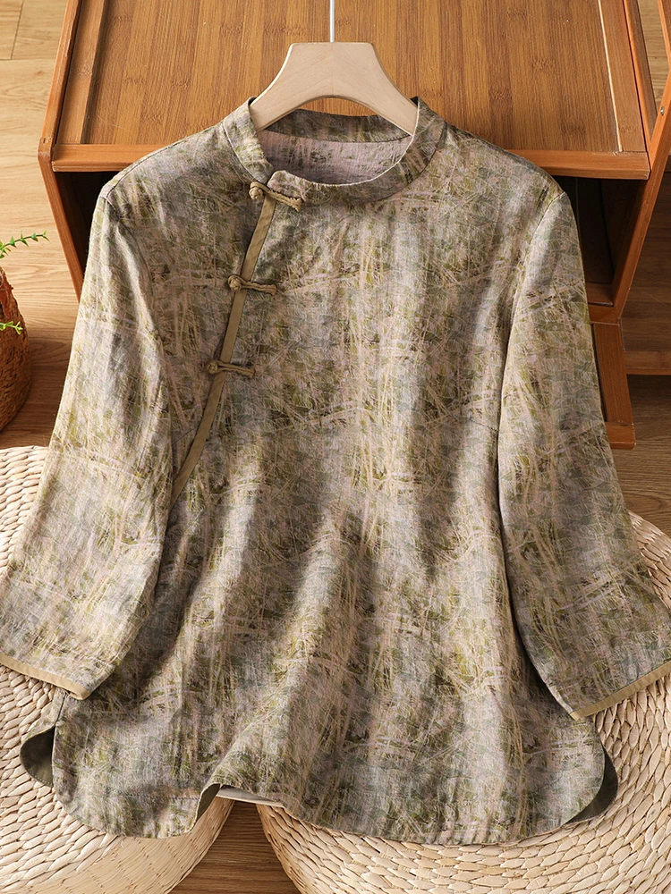 Loose Women's Shirt New Chinese Style Artistic Retro Tea Costume Buckle Zen Spirit National Trend Print Cotton Short Sleeve
Loose Women's Shirt New Chinese Style Artistic Retro Tea Costume Buckle Zen Spirit National Trend Print Cotton Short Sleeve