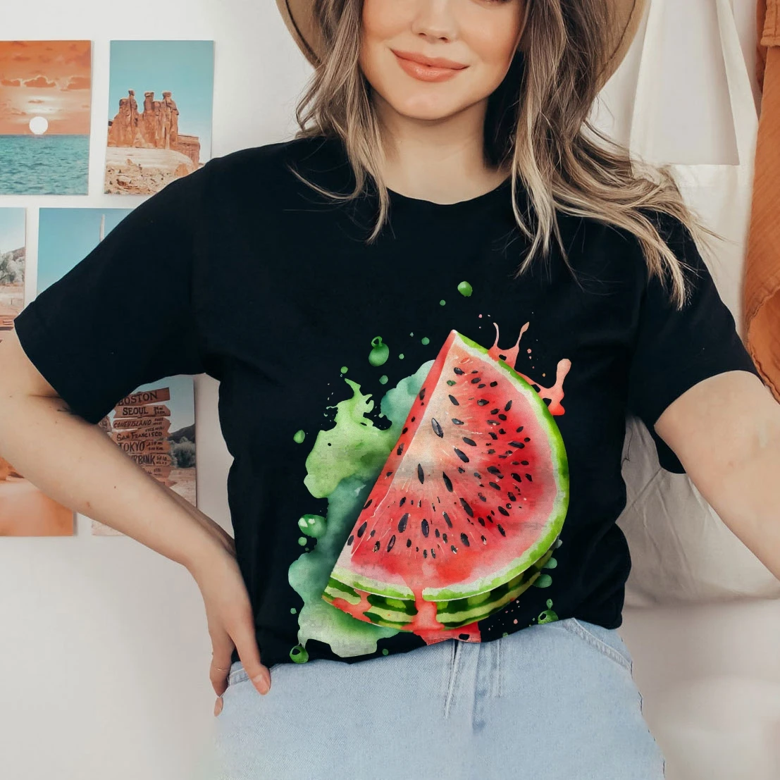 Refreshing Summer Watermelon, Korean Style T-Shirt, Hand-Painted Graphic Tee Women, Y2k Bunny Design, Oversized Comfort, Summer
Refreshing Summer Watermelon, Korean Style T-Shirt, Hand-Painted Graphic Tee Women, Y2k Bunny Design, Oversized Comfort, Summer