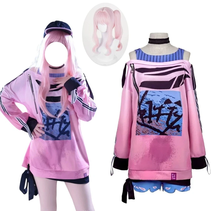 Game Akiyama Mizuki Cosplay Costume Pink Sweatshirt Blue Shorts Hat with Wig Full Set Role Play Outfit for Women
Game Akiyama Mizuki Cosplay Costume Pink Sweatshirt Blue Shorts Hat with Wig Full Set Role Play Outfit for Women