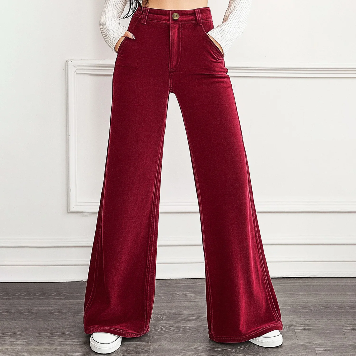 Mia Muse Women's Pants Autumn French Plain Natural Waist Full Length Wide Leg Casual Pants
Mia Muse Women's Pants Autumn French Plain Natural Waist Full Length Wide Leg Casual Pants