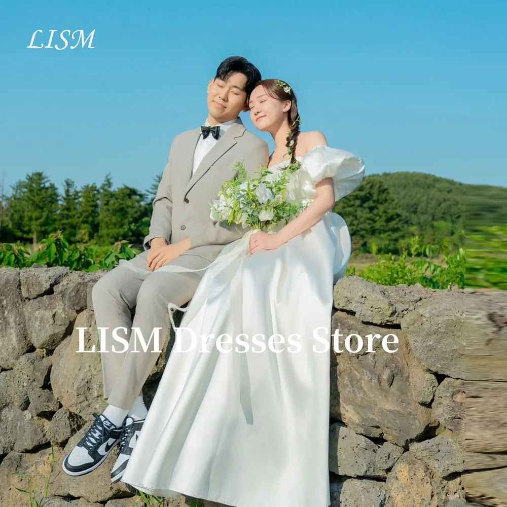 LISM Simple A Line Satin Wedding Dresses Korea Photo Shoot Puff Short Sleeves Bridal Gowns Corset Back Customized 웨딩드레스Princess
LISM Simple A Line Satin Wedding Dresses Korea Photo Shoot Puff Short Sleeves Bridal Gowns Corset Back Customized 웨딩드레스Princess