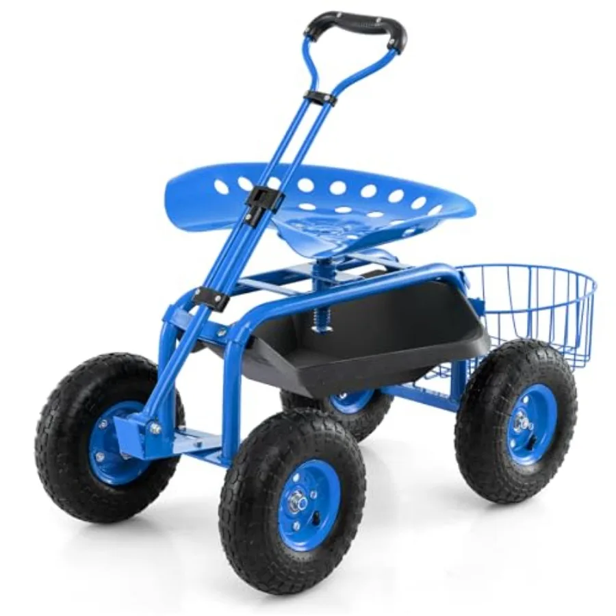 Outdoor gardening workseat with wheels, steel frame, blue, 360 swivel, adjustable height, steering handle, and storage basket f
Outdoor gardening workseat with wheels, steel frame, blue, 360 swivel, adjustable height, steering handle, and storage basket f
