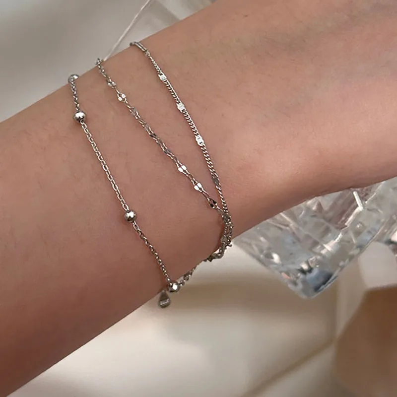 New 925 Sterling Silver Multi-layer Bracelet Simple Style Charming Woman Bracelet Birthday Party Gift Exquisite Jewelry
New 925 Sterling Silver Multi-layer Bracelet Simple Style Charming Woman Bracelet Birthday Party Gift Exquisite Jewelry