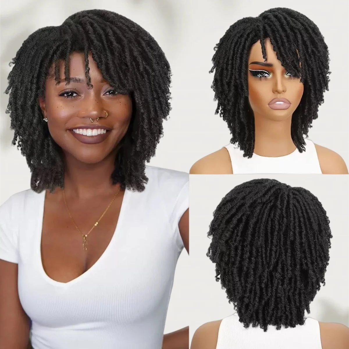 Afro-European synthetic dreadlock wig for women, full head spiral curls, available in multiple colours
Afro-European synthetic dreadlock wig for women, full head spiral curls, available in multiple colours