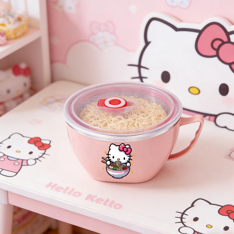 Sanrio Hello Kitty Instant Noodle Bowl Kawaii Large Capacity Stainless Steel Bowl Cartoon KT Cat Food Container with Cover Gift
Sanrio Hello Kitty Instant Noodle Bowl Kawaii Large Capacity Stainless Steel Bowl Cartoon KT Cat Food Container with Cover Gift