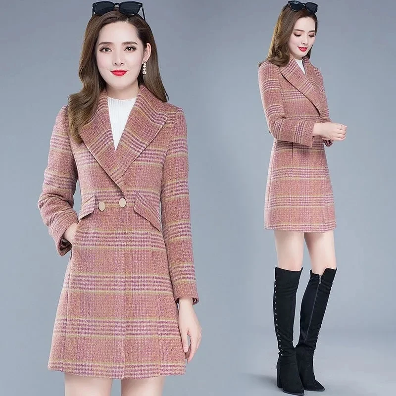 Women Woolen Coat New Autumn Winter Mid-Length Fashion Plaid Woolen Jacket Female Middle-Aged Mother Clothes Women Outerwear 5XL
Women Woolen Coat New Autumn Winter Mid-Length Fashion Plaid Woolen Jacket Female Middle-Aged Mother Clothes Women Outerwear 5XL