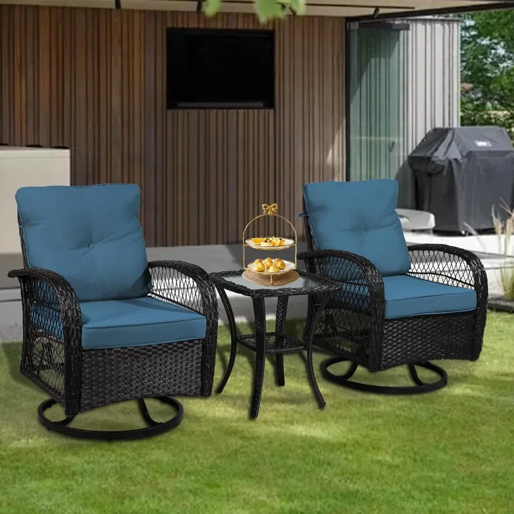 3 Pieces Patio Furniture Set, Outdoor Wicker Patio Chairs with Thick Cushions and Glass Coffee Table
3 Pieces Patio Furniture Set, Outdoor Wicker Patio Chairs with Thick Cushions and Glass Coffee Table