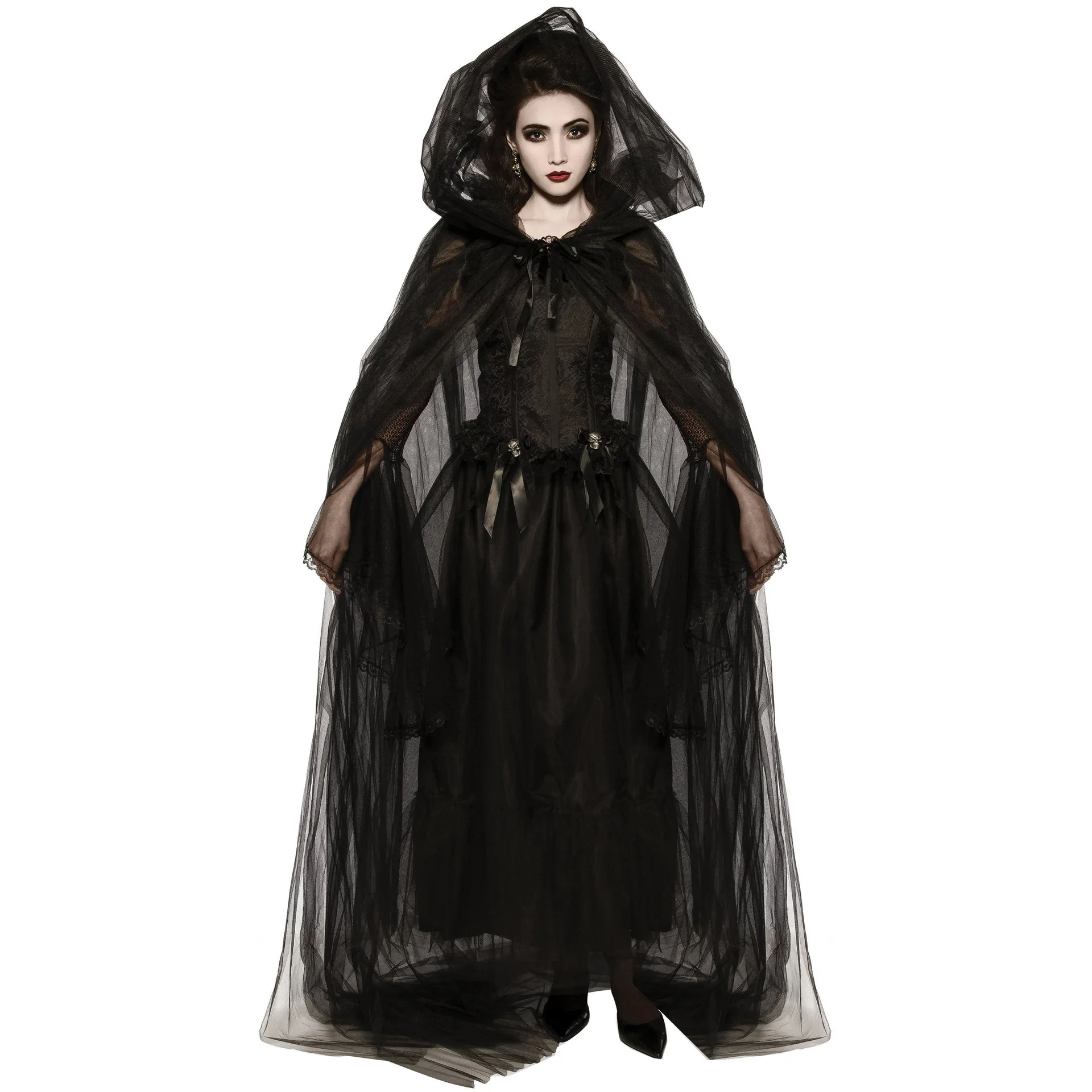 Halloween Devil Bride Costume Cape Women's Role Play Outfit with Train for Party Stage Performance
Halloween Devil Bride Costume Cape Women's Role Play Outfit with Train for Party Stage Performance