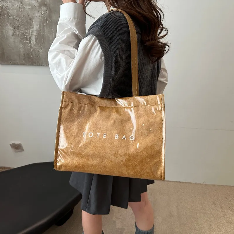 Women's Tote Bags New Solid Color Bag PVC Dupont Paper Shoulder Bag Large Capacity Shoulder Shopper Totes Designer Handbags
Women's Tote Bags New Solid Color Bag PVC Dupont Paper Shoulder Bag Large Capacity Shoulder Shopper Totes Designer Handbags