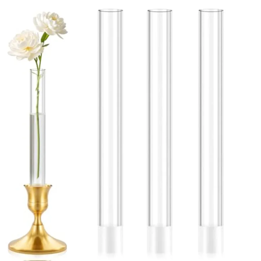 3 Pack 7.9" Acrylic Bud Vase — Cylinder Bud Vase for Taper Candlesticks, Flower Vase with Silicon Rubber Case Fits Candlestick
3 Pack 7.9" Acrylic Bud Vase — Cylinder Bud Vase for Taper Candlesticks, Flower Vase with Silicon Rubber Case Fits Candlestick