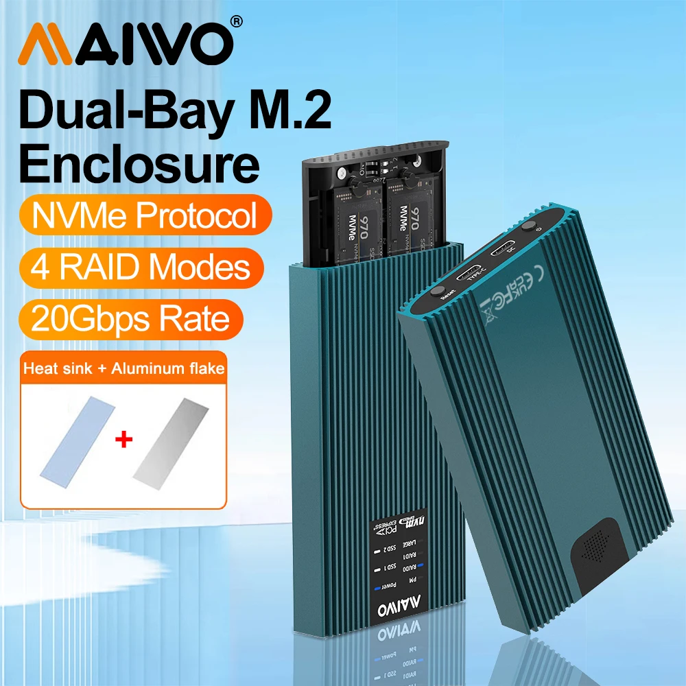 MAIWO M.2 Nvme Solid State Drive Box Type-C External Hard Drive Reader M2 Hard Drive Box Portable NVMe Dual-disk RAID Array Box
MAIWO M.2 Nvme Solid State Drive Box Type-C External Hard Drive Reader M2 Hard Drive Box Portable NVMe Dual-disk RAID Array Box