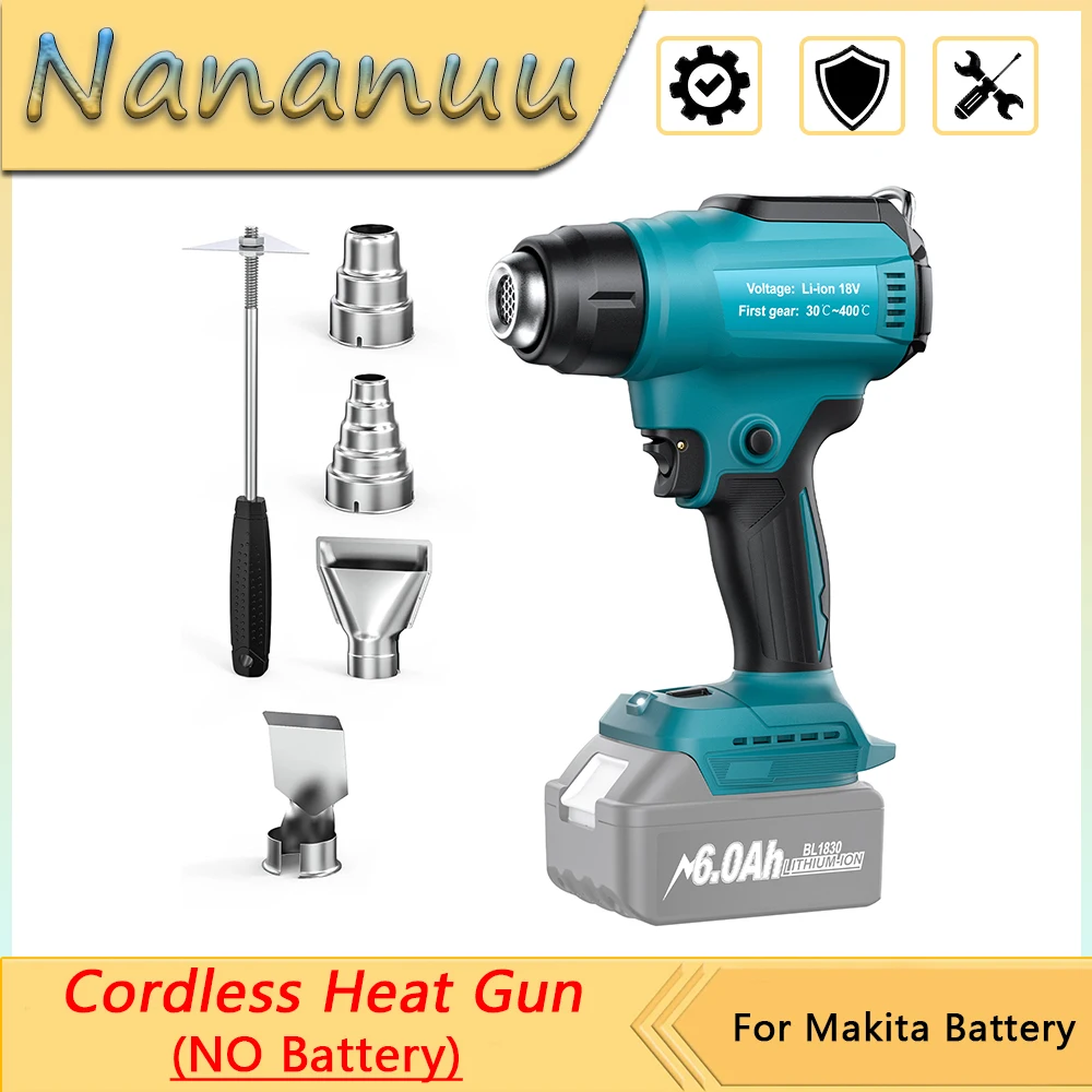 Nananuu Portable Cordless Heat Gun Shrink Wrapping Tool Hot Air Gun Air Dryer Soldering Thermal Blower Adjustable Fast Heating
Nananuu Portable Cordless Heat Gun Shrink Wrapping Tool Hot Air Gun Air Dryer Soldering Thermal Blower Adjustable Fast Heating