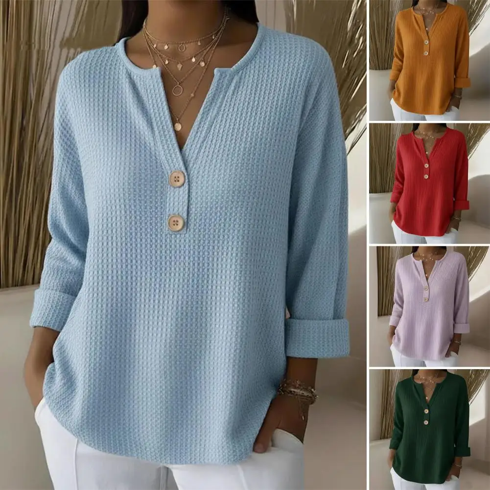 Casual Solid T Shirt For Women Fashion O Neck Long Sleeve Button Pullover Tee Shirt Femme Holiday Women's Clothing Autumn New
Casual Solid T Shirt For Women Fashion O Neck Long Sleeve Button Pullover Tee Shirt Femme Holiday Women's Clothing Autumn New