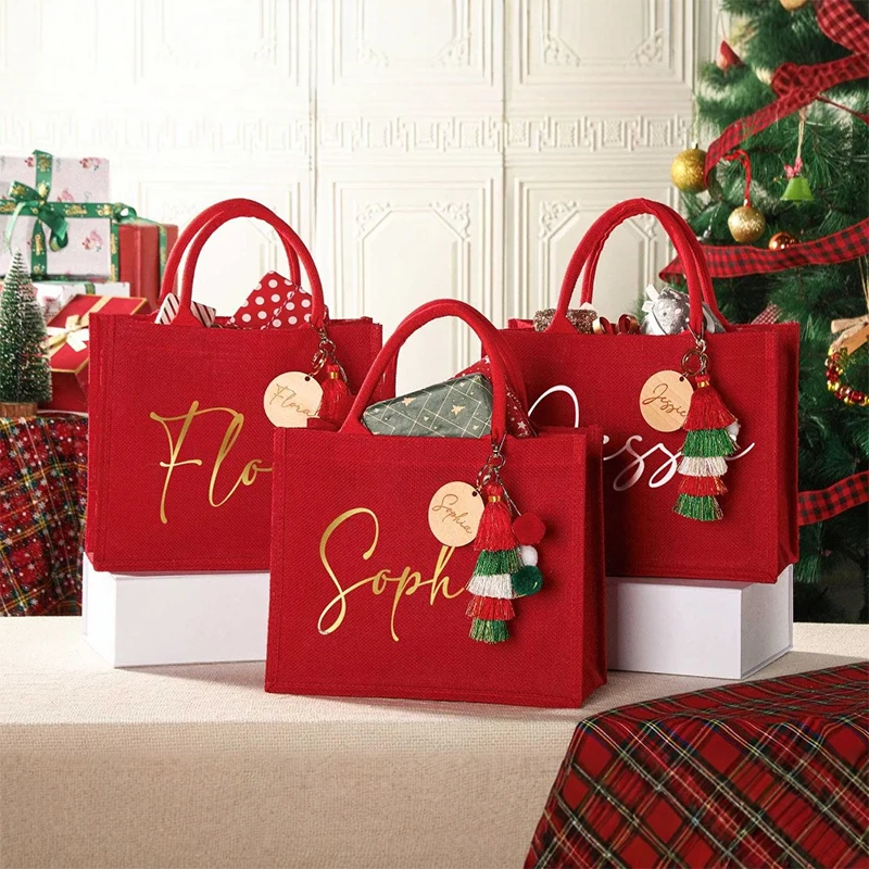 Personalized Red Christmas Party Burlap Bags Custom Red Tote Bag with Name Xmas Holiday Presents Wedding Bridal Party Bags
Personalized Red Christmas Party Burlap Bags Custom Red Tote Bag with Name Xmas Holiday Presents Wedding Bridal Party Bags