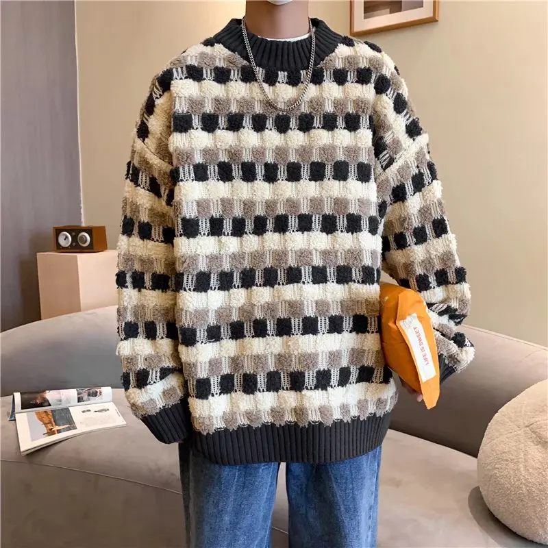 Мужской вязаный свитер свободного кроя с высоким воротником, утепленный, осенне-зимний, в корейском и гонконгском стиле, для повседневной носки
Мужской вязаный свитер свободного кроя с высоким воротником, утепленный, осенне-зимний, в корейском и гонконгском стиле, для повседневной носки