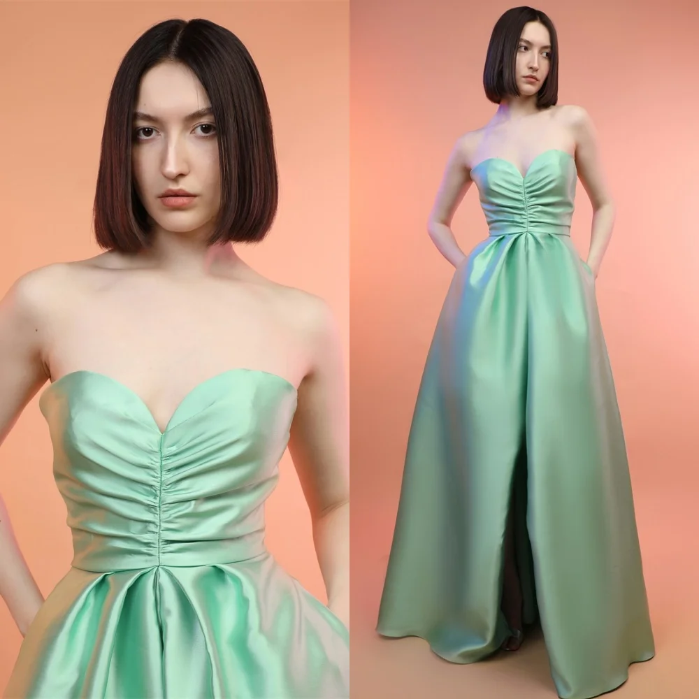 Customized Sparkly Green Satin Evening Dress Luxury Sweetheart Sleeveless Homecoming Dresses Fashion Special Occasion Gowns
Customized Sparkly Green Satin Evening Dress Luxury Sweetheart Sleeveless Homecoming Dresses Fashion Special Occasion Gowns