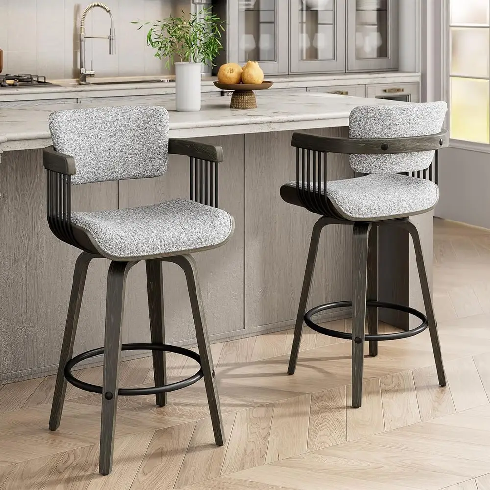 Set of 2 26 Linen Upholstered Counter Height Bar Stools with Arms and Backrest for Kitchen Island & Dining Room in Grey
Set of 2 26 Linen Upholstered Counter Height Bar Stools with Arms and Backrest for Kitchen Island & Dining Room in Grey