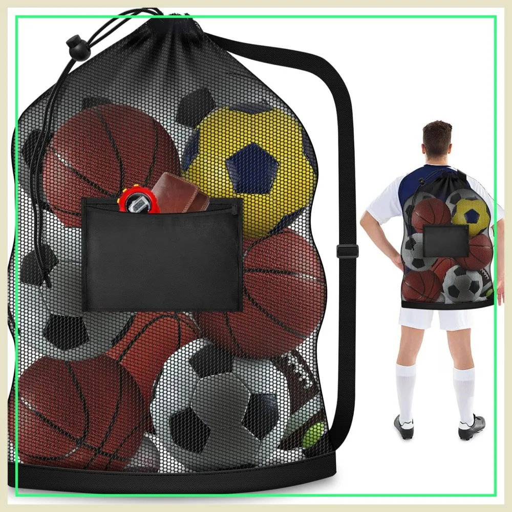 Extra Large Mesh Ball Bag 24x36in, Heavy Duty Drawstring Sports Sack for 8-10 Balls, Shoulder Strap & Pocket
Extra Large Mesh Ball Bag 24x36in, Heavy Duty Drawstring Sports Sack for 8-10 Balls, Shoulder Strap & Pocket