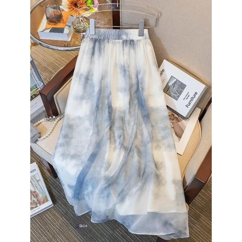 High Waist Half Body Skirt Women's Summer Fairy Tale Style Dyed Ink Gown Vintage H-Shape PVC Fabric Middle Length Skirt
High Waist Half Body Skirt Women's Summer Fairy Tale Style Dyed Ink Gown Vintage H-Shape PVC Fabric Middle Length Skirt