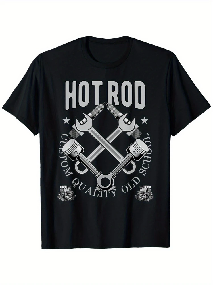 Vintage Hot Rod Graphic,with"HOT ROD"Crossed Wrenches Design-100% cotton O-neck short sleeve printed men's T-shirt.
Vintage Hot Rod Graphic,with"HOT ROD"Crossed Wrenches Design-100% cotton O-neck short sleeve printed men's T-shirt.