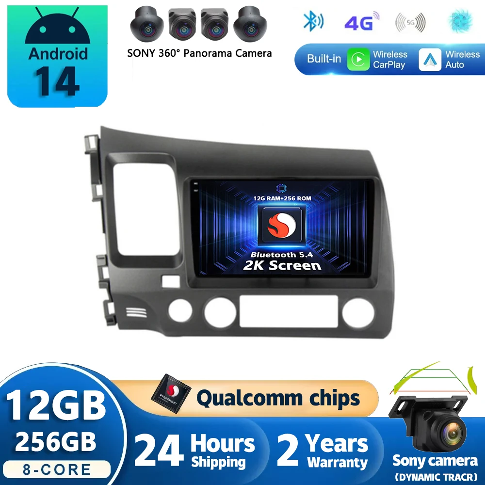 Android 14 Carplay Car Radio For Honda Civic 8 2005 2006 -2012 Navigation GPS Multimedia Player Stereo WiFi+4G Auto video BT DSP
Android 14 Carplay Car Radio For Honda Civic 8 2005 2006 -2012 Navigation GPS Multimedia Player Stereo WiFi+4G Auto video BT DSP