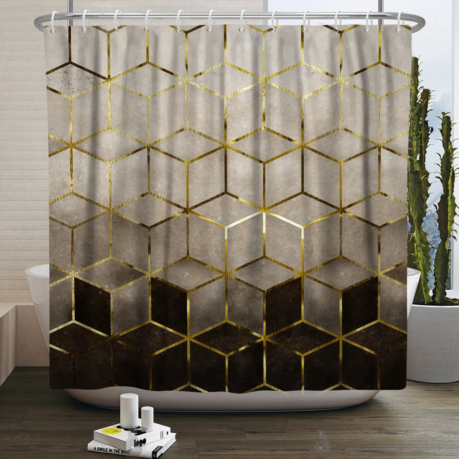 Ombre Marble Shower Curtain Geometric Grid Brown Black Cubic Gold Lines Abstract Creative Art Pattern Polyester Bathroom Decor
Ombre Marble Shower Curtain Geometric Grid Brown Black Cubic Gold Lines Abstract Creative Art Pattern Polyester Bathroom Decor