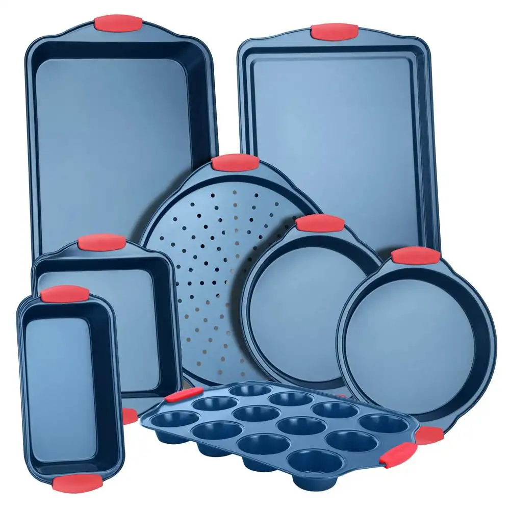 8-Piece Nonstick Bakeware Set Carbon Steel Baking Trays W/ Heat safe Silicone Handles
8-Piece Nonstick Bakeware Set Carbon Steel Baking Trays W/ Heat safe Silicone Handles