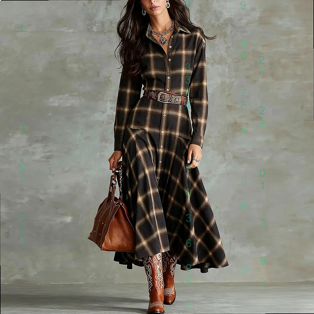 Retro Plaid Long Sleeve Shirt Dress Women Elegant Blouse Top Dresses Spring Summer Matching Set
Retro Plaid Long Sleeve Shirt Dress Women Elegant Blouse Top Dresses Spring Summer Matching Set