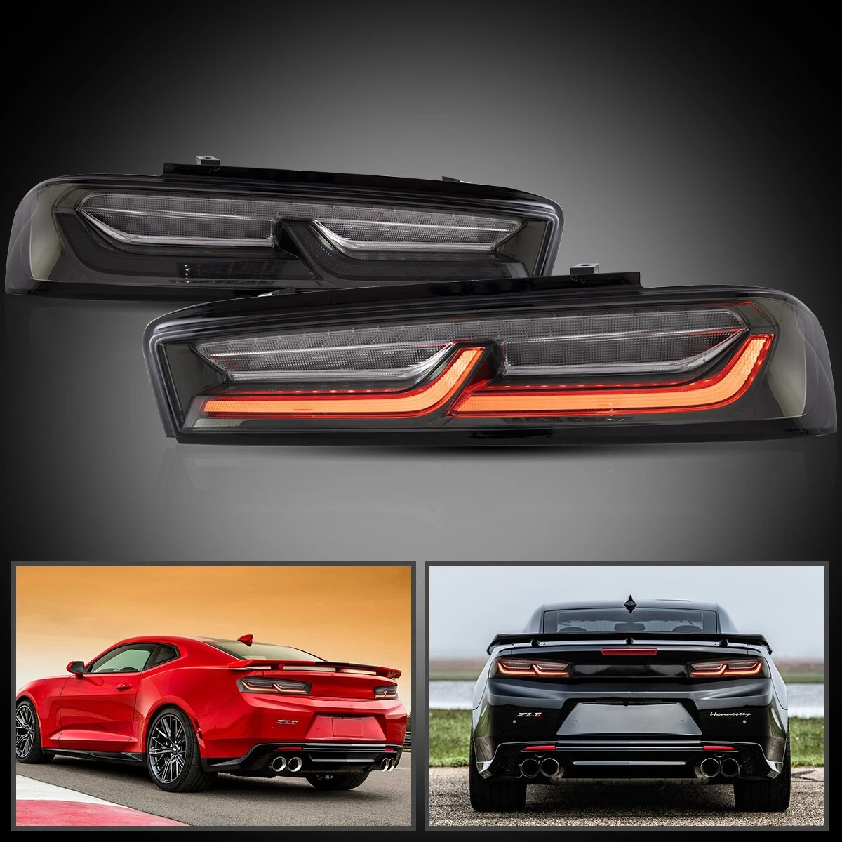 A Pair LED Smoked Tail Lights For Chevy Camaro 2016-2018 with Sequential Singal
A Pair LED Smoked Tail Lights For Chevy Camaro 2016-2018 with Sequential Singal