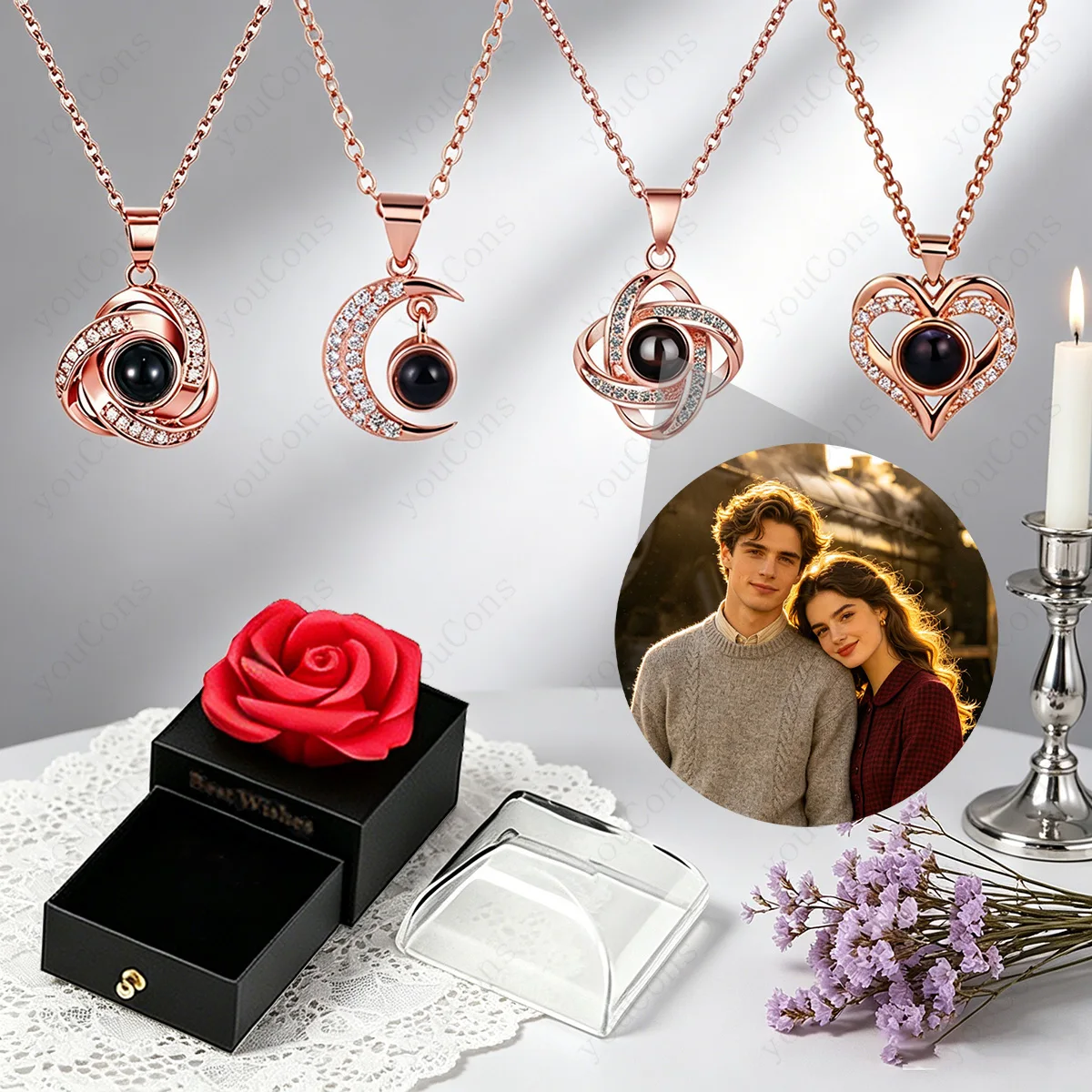 Custom Color Photo Projection Pendant Exquisite Necklace With Red Rose Black Gift Box Valentine's Day Mother's Day Christmas New
Custom Color Photo Projection Pendant Exquisite Necklace With Red Rose Black Gift Box Valentine's Day Mother's Day Christmas New