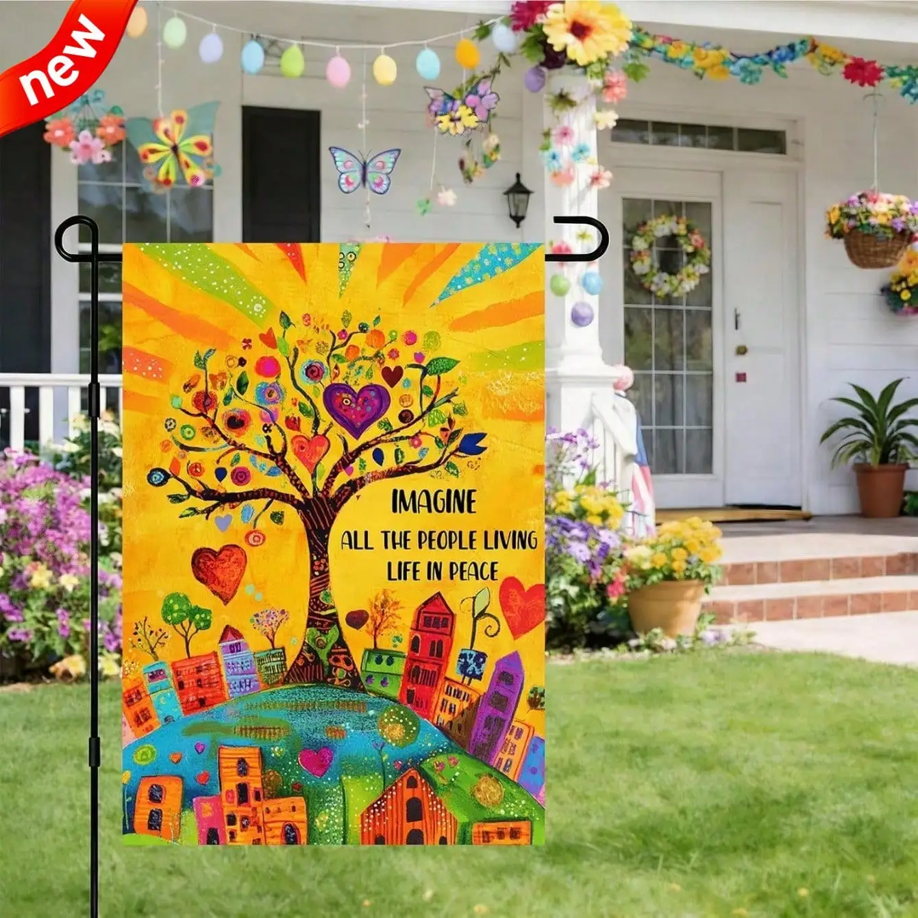 Вдохновляющий садовый флаг Love Harmony, 12x18 дюймов, двусторонний - цитата: "Представьте, как бы люди жили жизнью в мире и гармонии"
Вдохновляющий садовый флаг Love Harmony, 12x18 дюймов, двусторонний - цитата: "Представьте, как бы люди жили жизнью в мире и гармонии"