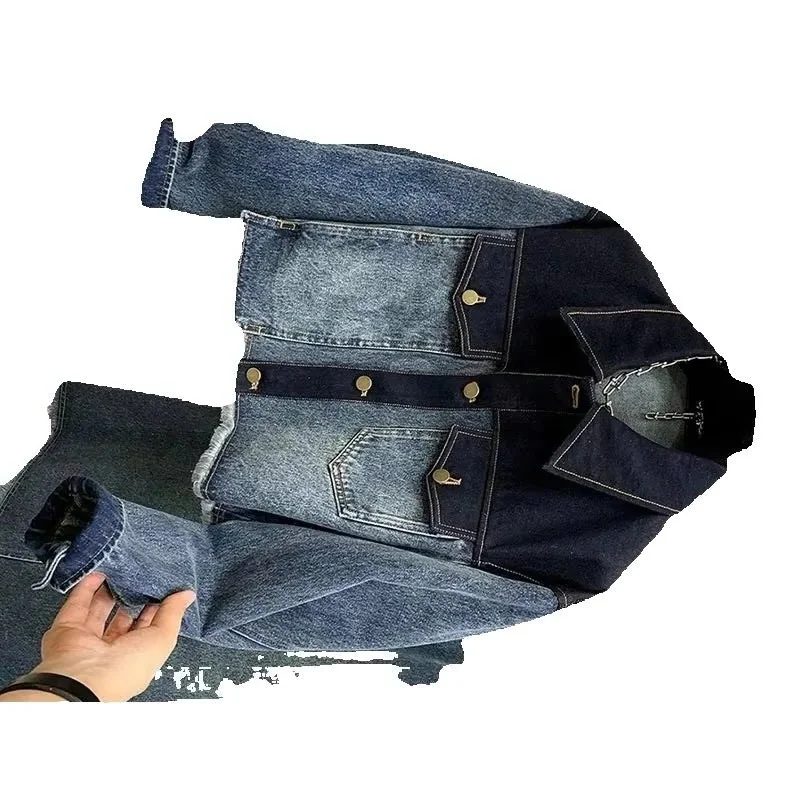Ladies Spring And Autumn New Ladies Denim Jacket Design Unique Stitching Contrast Loose Casual Loose Wild Button Denim Jacket
Ladies Spring And Autumn New Ladies Denim Jacket Design Unique Stitching Contrast Loose Casual Loose Wild Button Denim Jacket