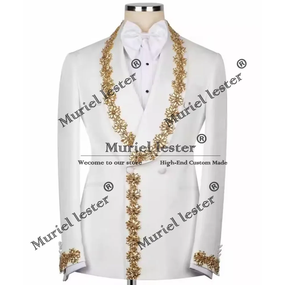 Luxury Jewelry Stones Wedding Suits For Men Shawl Lapel Double Breasted Jacket Pants 2 Pieces Groom Tuxedos Customized Clothing
Luxury Jewelry Stones Wedding Suits For Men Shawl Lapel Double Breasted Jacket Pants 2 Pieces Groom Tuxedos Customized Clothing