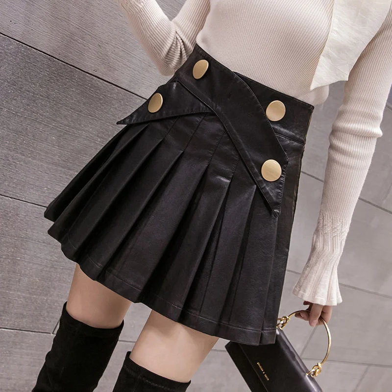 Womens High Waist PU Leather Pleated Black Short Mini Skater Skirt Side Zipper Autumn A-Line Ladies Sexy Skirt Faux Leather C291
Womens High Waist PU Leather Pleated Black Short Mini Skater Skirt Side Zipper Autumn A-Line Ladies Sexy Skirt Faux Leather C291