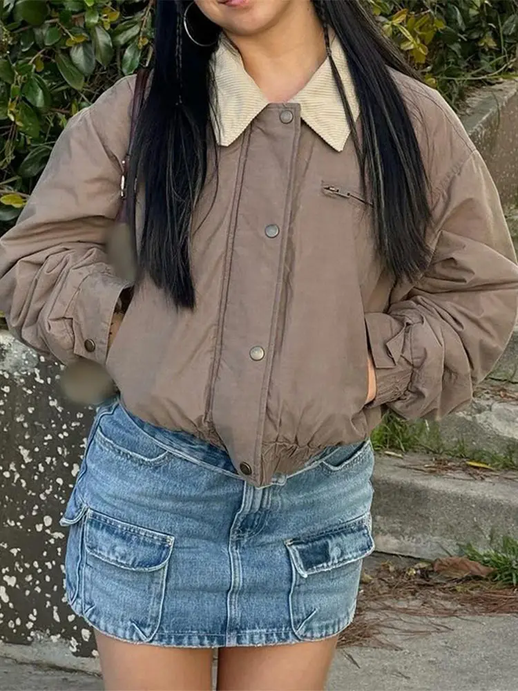 Fashion Button Pockets Lapel Baseball Crop Jacket Women Casual Solid Long Sleeves Short Coat Autumn Lady Highstreet Outerwear
Fashion Button Pockets Lapel Baseball Crop Jacket Women Casual Solid Long Sleeves Short Coat Autumn Lady Highstreet Outerwear