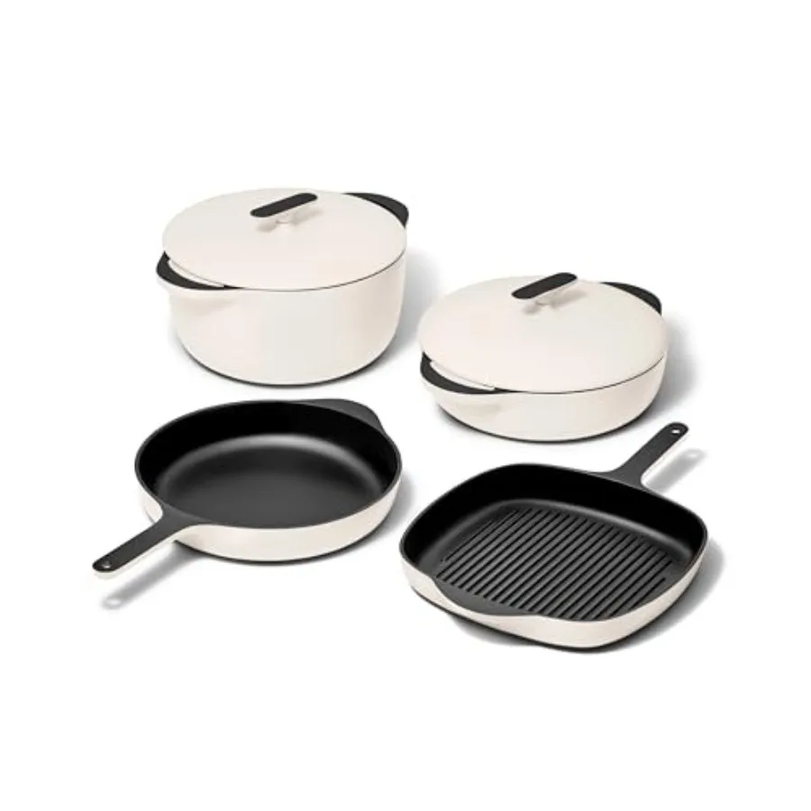 Kitchen cookware set: enameled cast iron, red, non-toxic 3-layer enamel coating, no seasoning required
Kitchen cookware set: enameled cast iron, red, non-toxic 3-layer enamel coating, no seasoning required