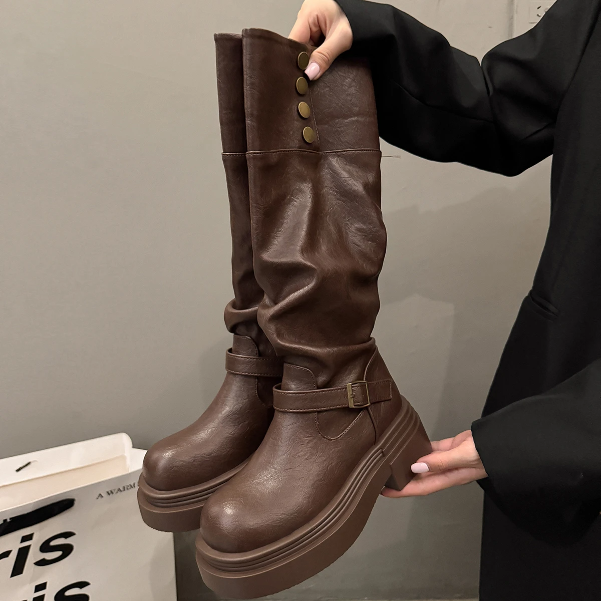 New Style Black Retro Women's Long Boots Double Wear High Tube Knight Style Thick Bottom Spring Autumn Non-Knee High Heel Shoes
New Style Black Retro Women's Long Boots Double Wear High Tube Knight Style Thick Bottom Spring Autumn Non-Knee High Heel Shoes