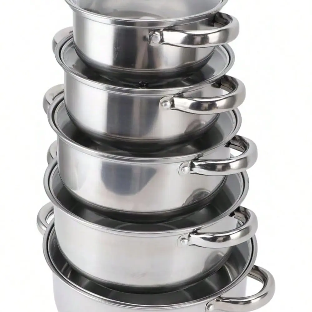 2026 Popular Hot 5Pcs Non-Stick Stainless Steel Stock Pots Set, Saucepan With Glass Lid And Sturdy Double Handles, Multi
2026 Popular Hot 5Pcs Non-Stick Stainless Steel Stock Pots Set, Saucepan With Glass Lid And Sturdy Double Handles, Multi